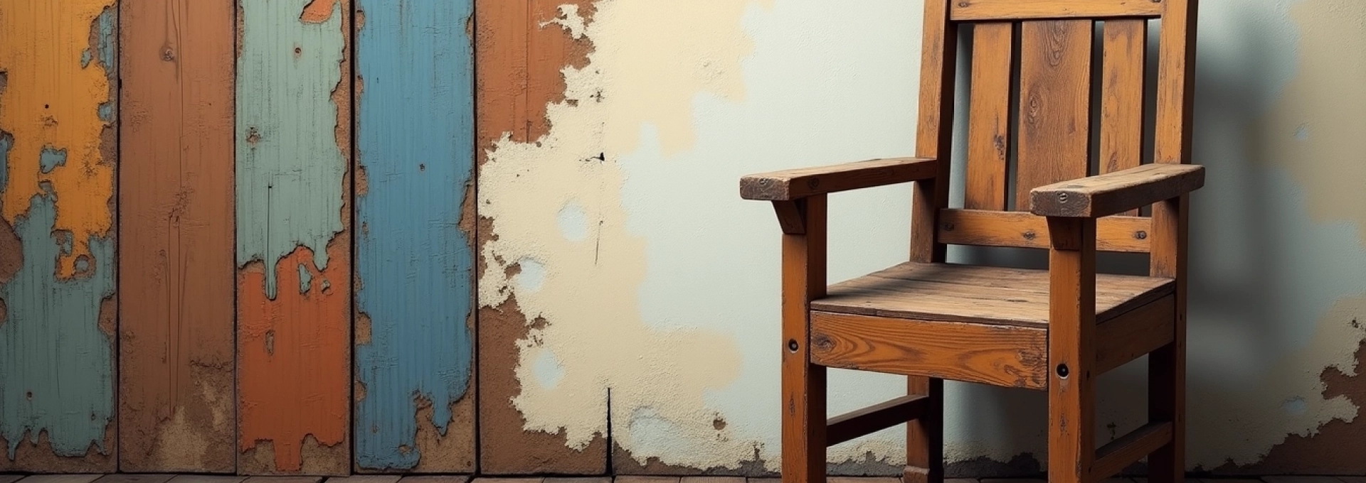 distressed wood chair